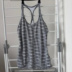 Nike Dri-FIT Black & White Micro Stripe Racerback Tank XS